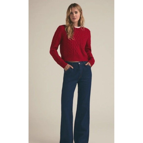 Favorite Daughter Olympia Flare Jeans Size 29 Manchester High Rise Red Hem - Picture 8 of 13